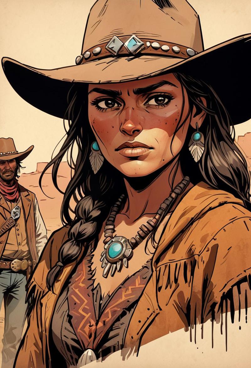 36919-610771955-a page from comics, two people, red dead redemption meeting with indians Cheyenne, dark cowboy face, old cowboy, unshaved, beaut.jpg